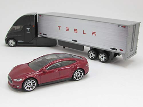 Matchbox Convoys Series Tesla Semi & Box Trailer con Tesla rojo Modelo S