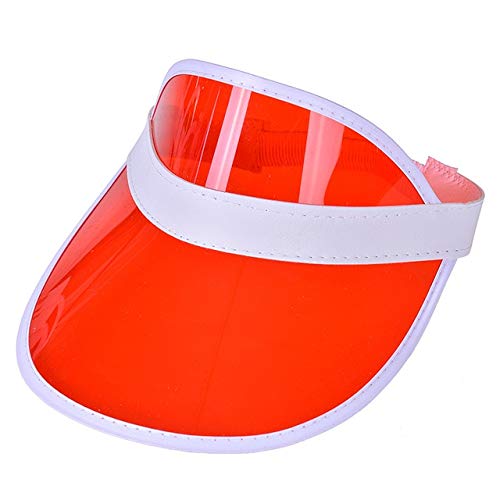Mdsfede Sol de Verano para Hombre Sombreros de Color Caramelo Transparente vacío Superior Protector Solar de plástico Sombreros Sombrero de Sol Gorra de béisbol para Bicicleta -Rojo