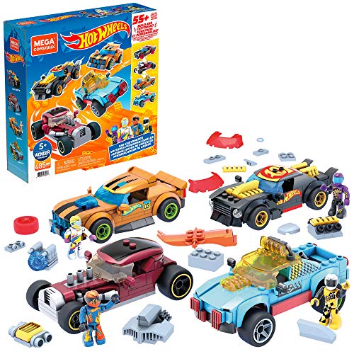 Mega Construx Personaliza tu coche Hot Wheels, juego de construcción para niños con más de 55 piezas (Mattel GVM13)