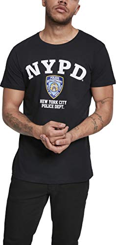 MERCHCODE - Camiseta para Hombre con Logo NYPD, Hombre, Camiseta, MC324, Negro, Extra-Small