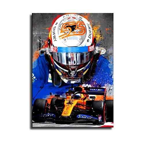 MGSHN Póster Artístico de Carlos Sainz Jr, Pinturas en Lienzo, decoración de Dormitorio, impresión HD en Lienzo, Arte de Pared, 50X70Cm sin Marco