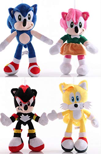 MIAOGOU Juguetes Sonic 4 unids/Lote 18-30 cm Sonic Shadow Amy Rose Knuckles Tails Juguetes de Peluche muñecos de Peluche Suave Regalo para niños