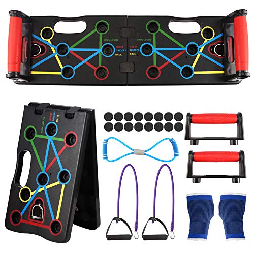 Migaven Push up Rack Board, Tabla Flexiones, 9 en 1 Flexiones Plegable y Multifuncional Equipo de Fitness, Gym en Casa para Entrenamientos