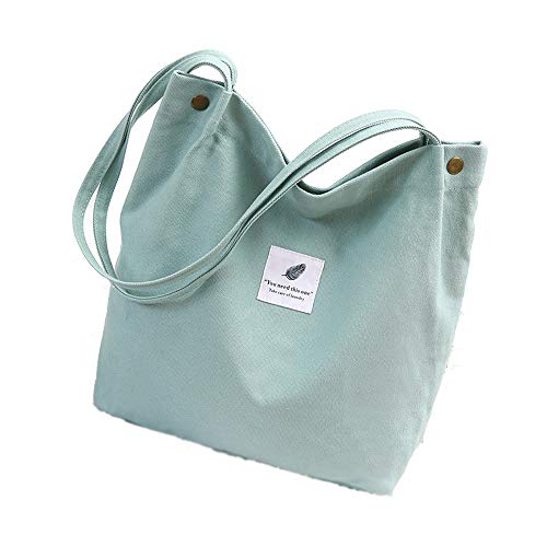 MINGZE Nuevo Bolsa Mujer de Lona, Bolso Bandolera Hombro Tote Mano Casual Crossbody Bolsos Shopper Multifuncional (Verde)