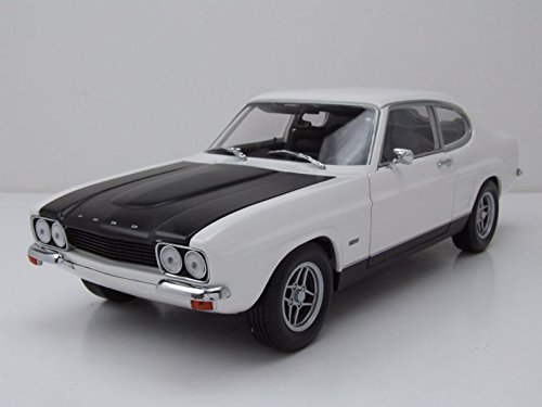 Minichamps 150089078 1970 Ford Capri RS 2600 Lhd - Juguete de Modelo, Color Blanco y Negro, Escala 1:18