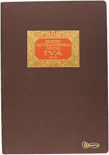 Miquelrius - Libro de Contabilidad, Tamaño Folio Natural, Facturas Expedidas IVA #64, 100 hojas (Foliado), Cubierta en tela y lomo engomado