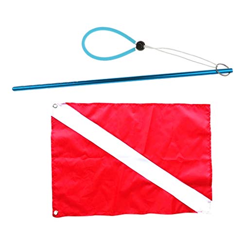 MMI-LX Barco de la Bandera del buceador Abajo señal del Marcador Bandera con el Buceo Lote indicador del palillo de Piscina de Agua Accesorios Lago Bay Deportes de Aventura Diver (2 Unidades)