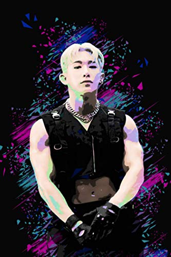 Monsta X Wonho: Iridescent Holographic Color Pop Art Member Performing 100 Page 6 x 9" Blank Lined Notebook Kpop Journal Book Fan Merch for Monbebe Fan
