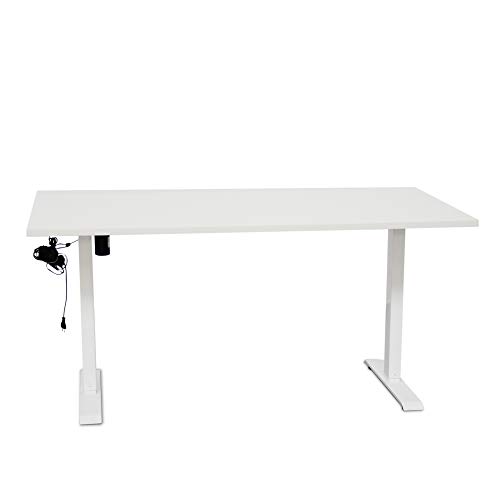 Montiel Escritorio Elevable Eléctrico,160 x 80 cm, Mesa Ajustable y Regulable para Oficinas, Despachos y Gimnasio. Estructura eléctrica Adaptable motorizada de pie. (Blanca). (160 cm)