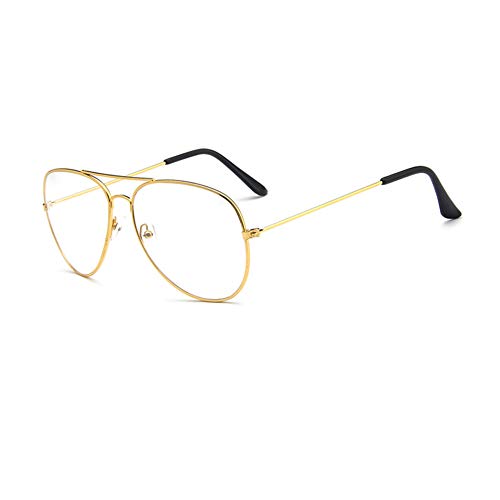 Montura Gafas de Aviador para Hombre y Mujer con Montura de Metal-acero Fino Retro Vintage Lente Transparente Visión Clara Montura Gafas de Aviador para Hombre y Mujer con Montura de Metal-acero Fino Retro Vintage Lente Transparente Visión Clara