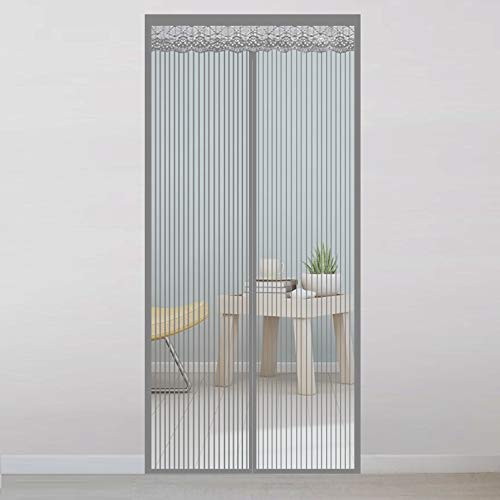 Mosquitera Puerta Magnetica 140x245cm Evita Que los Insectos Entren Puerta Mosquitera Circulacion de Aire para Puerta de Sala de Estar Puerta de Patio, Gris A