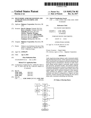 Multi-mode audio recognition and auxiliary data encoding and decoding: United States Patent 9852736 (English Edition)