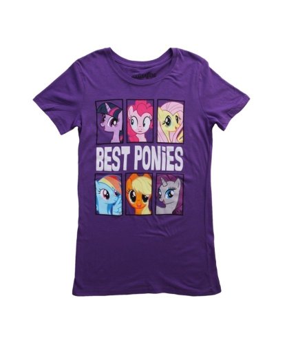 My Little Pony Best Ponies - Camiseta de manga corta, diseño de marco de personaje, color morado Uva Morada M