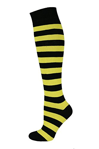 Mysocks unisexo Rodilla alta calcetines largos raya Algodón Amarillo negro