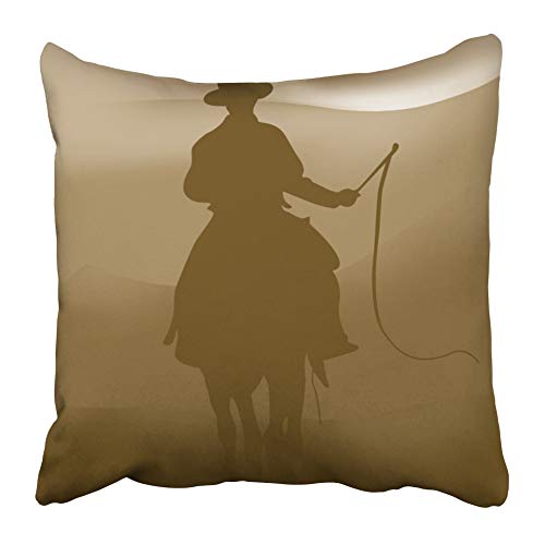 N / A Fundas Cojín Jinete De Vaquero En El Lejano País Salvaje Texas West Horse Black Sheriff History Badge 45X45Cm Fundas De Almohada Funda Cushiond