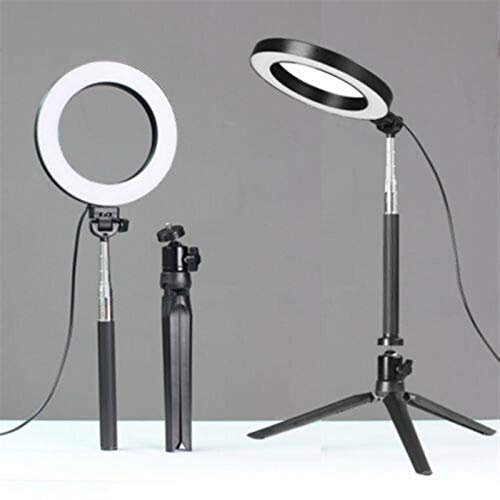 N\A Anillo de luz LED Estudio Foto Video Regulable Lámpara trípode de cámara del teléfono Selfie Estantes Decorativos (Color : Black)