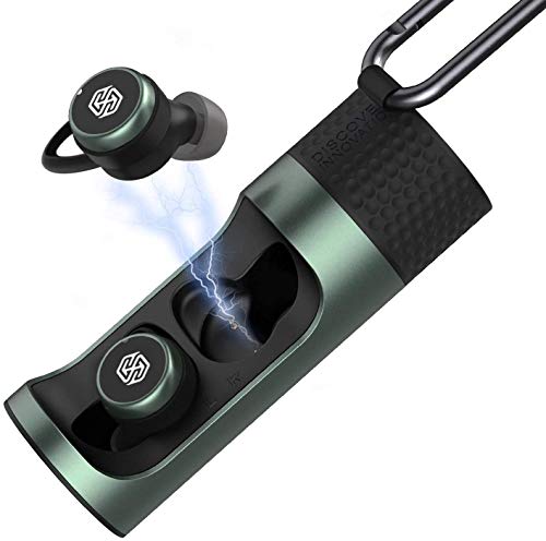 Nillkin Auriculares inalámbricos Bluetooth 5.0 con Estuche de Carga Auriculares estéreo TWS Impermeables IPX5 con Sonido sin pérdida de Audio Apt-X, 65H Playtime, Apto para Deportes (Verde)