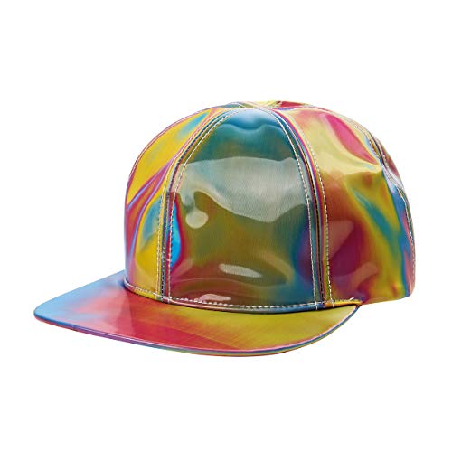 Nofonda Gorra Marty Mcfly de Regreso al Futuro II, Gorra de Béisbol Réplica Metálico Brillante, Sombrero/Gorro del Arco Iris para Hip-Hop, Baile