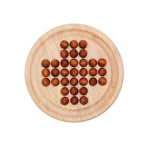 NUOBESTY 1 juego de mesa solitario de madera con canicas de madera, divertido juego de cerebro, juguete educativo para adultos y niños, preferencias de partido