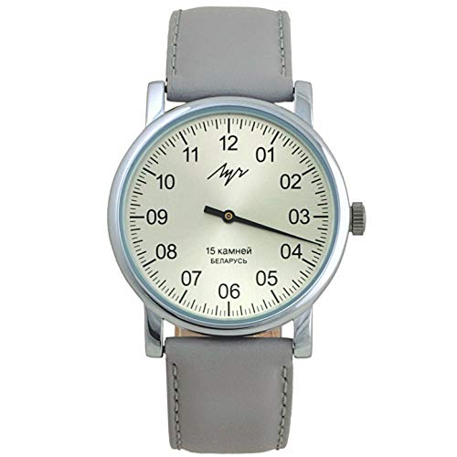 One Hand Luch 77471762 RUS - Reloj de Pulsera mecánico para Hombre (Piel), Color Plateado