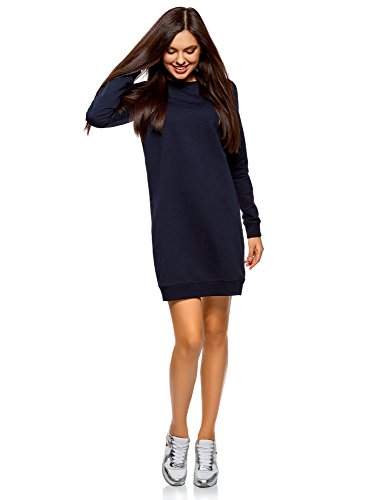 oodji Ultra Mujer Vestido Básico de Estilo Deportivo, Azul, ES 34 / XXS