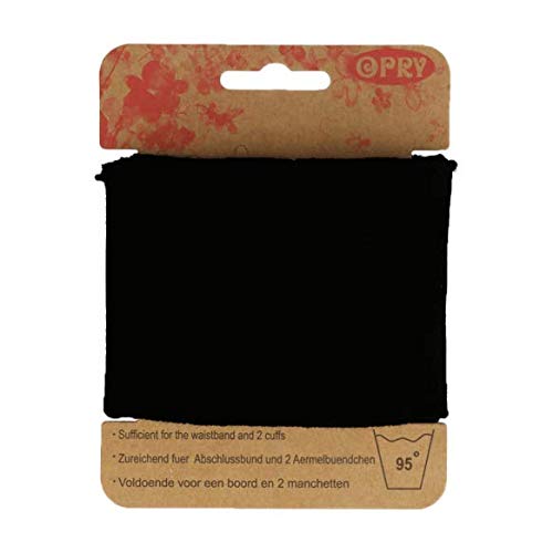 Opry Puños elásticos, 6 cm de ancho, color negro, 110 cm de longitud.