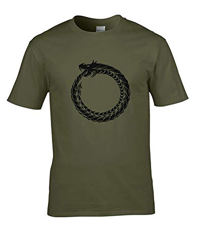 Ouroboros Serpante Eterno o Serpiente - Camiseta para hombre con símbolo histórico antiguo Verde verde M
