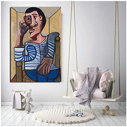 Pablo Picasso Autorretrato Lienzos Carteles Impresiones Mármol Abstracto Arte de la pared Pintura Imagen decorativa Decoración moderna del hogar-50x80cm Sin marco