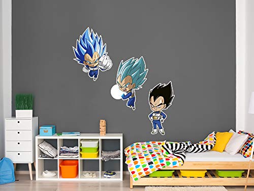 Pack de Pegatinas de Pared en Vinilo Dragon Ball Super Formas Vegeta | Producto Oficial | 100x60cm| Productos Originales | Vinilo Adhesivo | Decoración | DBS