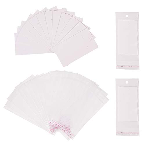 Pandahall elite 200sets pendiente Earring Holder Pendiente pantalla joyas para collares pendientes pulseras, con OPP Cellophane Bags, blanco, 9 x 5 cm (15.5 x 6 cm Pandahall elite 200sets pendiente Earring Holder Pendiente pantalla joyas para collares pendientes pulseras, con OPP Cellophane Bags, blanco, 9 x 5 cm (15.5 x 6 cm