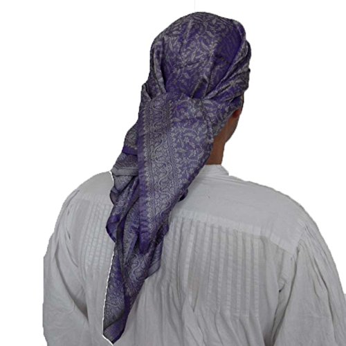 Pañuelo cachirulo 90 * 90 cm SEDA.Cabeza manton indumentaria ropa regional. Diseñado por ENTRESEDAS.ES. Violeta y blanco.