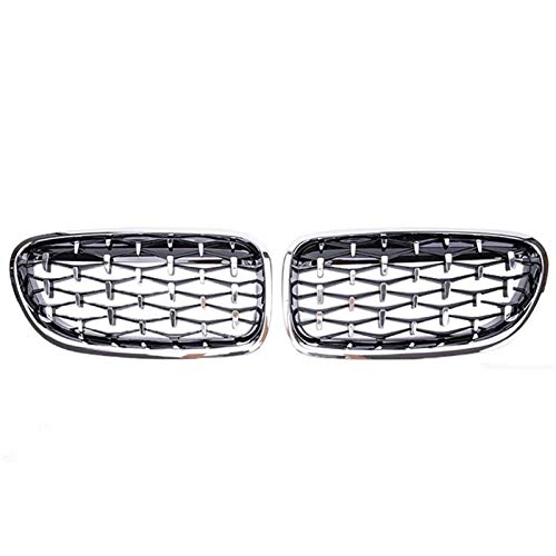 Para BMW 5 Series F10 F11 F18 520i 523i 528i 520d 530d 2010-2016 Parrilla Riñón Diamante Parachoques Delantero Coche Rejillas Deportivas De Carreras Vista frontal y radiador Rejillas ( Color : Plata )