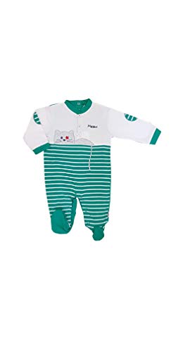 PASTELLO Pelele de algodón jersey con pies para niño, varios modelos Tj017v Verde 6-9 meses