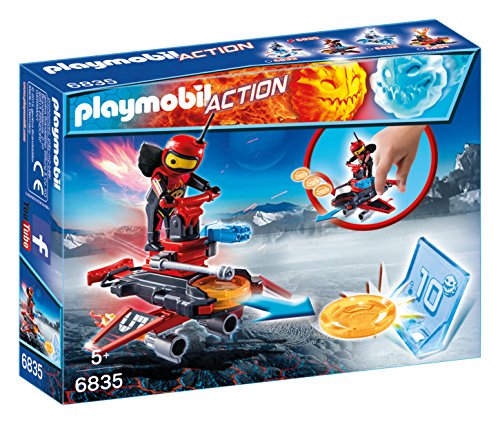 Playmobil Fire & Action- Action Playmobil Robot con Nave Lanzadera de Fuego Playsets de figuras de juguete, Multicolor (6835)
