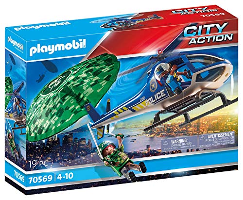 PLAYMOBIL Helicóptero de Policía: persecución en paracaídas (70569)