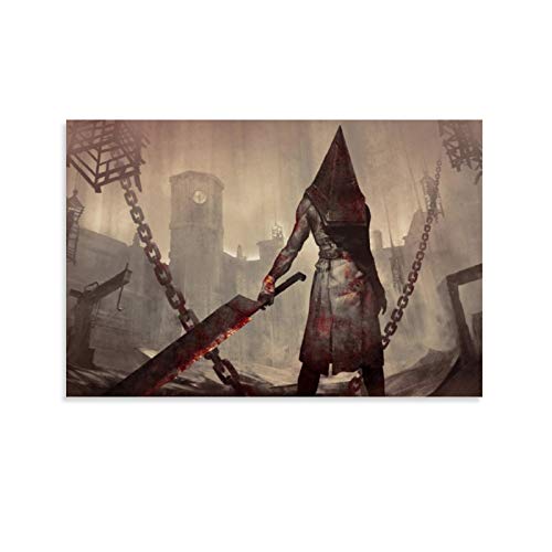 Póster de película de terror Silent Hill Pyramid Head Poster decorativo lienzo de pared de sala de estar carteles de dormitorio pintura 20 x 30 cm