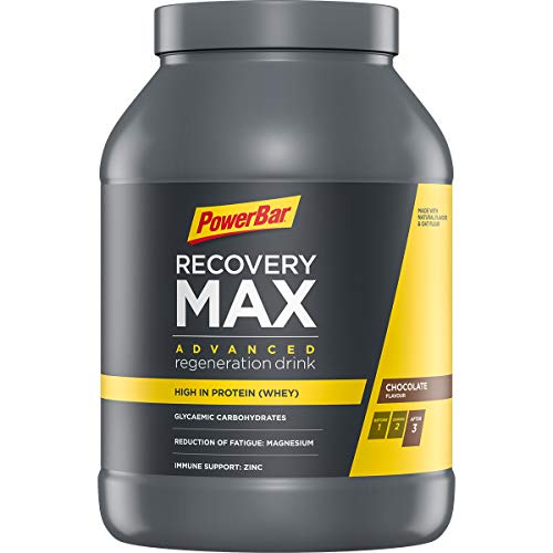 PowerBar Recovery Max Chocolate 1144g - Bebida de Suero de Leche de Regeneración con Carbohidratos + Magnesio y Zinc