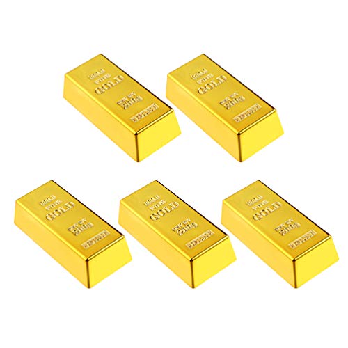 PRETYZOOM 5Pcs Barras de Oro de Plástico Brillante Falso Lingote de Ladrillo Película Prop Broma Juguete para Jugar Fiesta de Oro Fiesta Pirata Juego de Caza del Tesoro 6X2. 8X1. 7Cm PRETYZOOM 5Pcs Barras de Oro de Plástico Brillante Falso Lingote de Ladrillo Película Prop Broma Juguete para Jugar Fiesta de Oro Fiesta Pirata Juego de Caza del Tesoro 6X2. 8X1. 7Cm