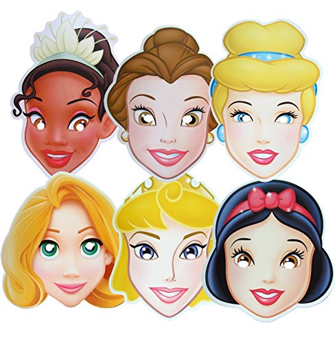 Princesa de Disney -Multipack - 6 máscaras de Disfraces Diferentes Hechas de Tarjeta rígida - Producto Oficial de Disney