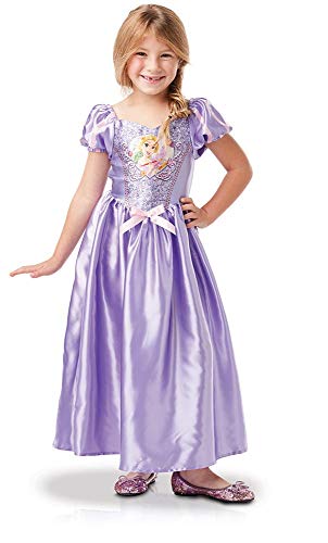 Princesas Disney - Disfraz de Rapunzel con lentejuelas para niña, infantil 7-8 años (Rubie's 641027-L)