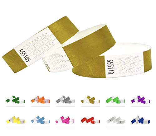 Pulsera de identificación Tyvek 19 mm, 1000 unidades, pulseras de eventos, color dorado, 1000 unidades