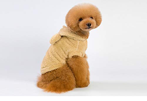 PZSSXDZW Otoño e Invierno Ropa de Perro Nueva Oreja de Oso Capucha de Color Liso Espesar Perro de Peluche Yellow Medium