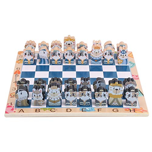 Qioniky Juego de ajedrez, ajedrez de Dibujos Animados, Color Intenso para niños Principiantes(XHN-Chess)