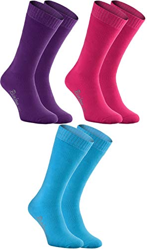 Rainbow Socks - Hombre Mujer Calcetines de Felpa Calidos y Coloridos - 3 Pares - Violeta Fucsia Azul - Talla 36-38