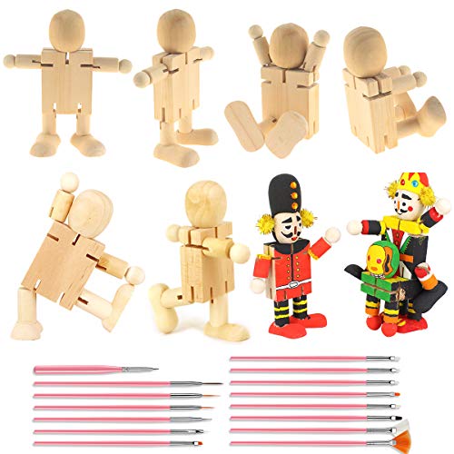 Robot de Madera,Yueser 8 Piezas Inacabado Personas de Madera Muñecas de Madera con 15 Cepillo Pintura Juguete de Pintura de Dibujos Pintada Creativa para Niños Robot de Madera,Yueser 8 Piezas Inacabado Personas de Madera Muñecas de Madera con 15 Cepillo Pintura Juguete de Pintura de Dibujos Pintada Creativa para Niños