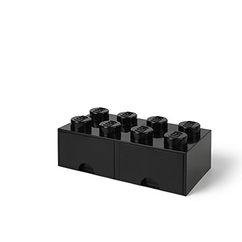 Room Copenhagen-40061733 Caja de Almacenaje Apilable, Ladrillo 8 pomos, 2 Cajones, 9.4 l, color negro (black), 50 x 25 x 18 cm (Lego 40061733)