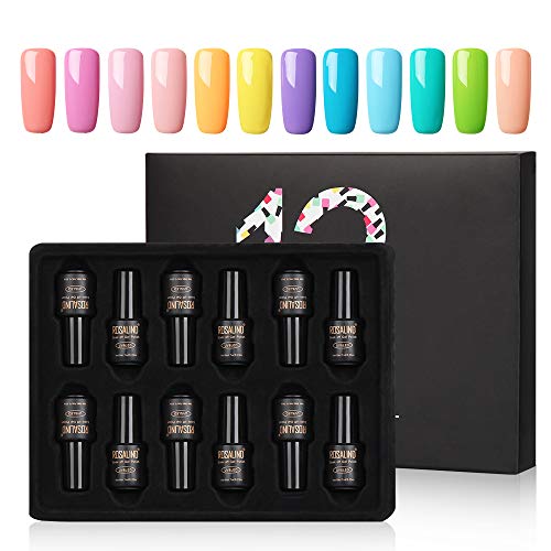ROSALIND - Juego de esmaltes de gel semipermanentes, secado con rayos UV y LED, kit de manicura compuesto de 12 piezas de 7 ml ROSALIND - Juego de esmaltes de gel semipermanentes, secado con rayos UV y LED, kit de manicura compuesto de 12 piezas de 7 ml