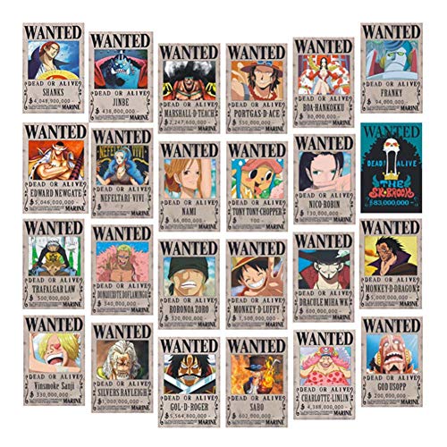 Ruggito One Piece Wanted Posters 28,5 cm × 19,5 cm, nueva edición cartel papel Kraft, Luffy 1,5 Milliard, lote de 24