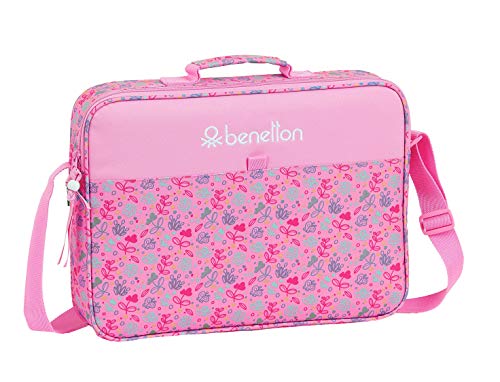 safta 612053385 Maletín Cartera extraescolares Benetton, Rosa