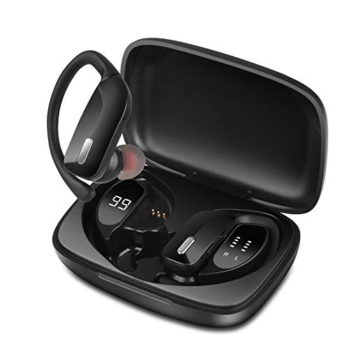 Sendowtek - Auriculares Bluetooth TWS inalámbricos Deportivos Auriculares con Bajos Profundos para Llamadas en el oído, Resistentes al Agua con micrófono, Pantalla LED Inteligente, Negro Sendowtek - Auriculares Bluetooth TWS inalámbricos Deportivos Auriculares con Bajos Profundos para Llamadas en el oído, Resistentes al Agua con micrófono, Pantalla LED Inteligente, Negro